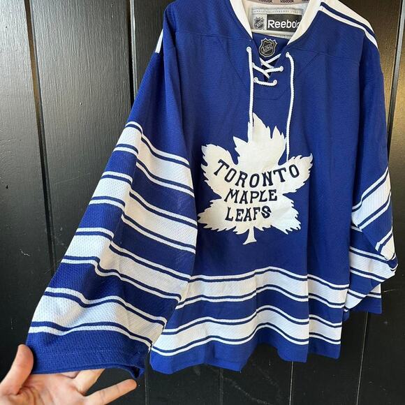 Toronto Maple Leafs NHL Hockey Jersey Reebok Blue White Lace Up Large - Picture 5 of 8